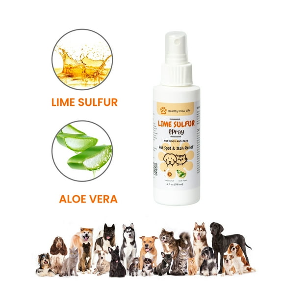 Healthy Paw Life - Lime Sulfur Spray - Pet Care for Dry and Itchy Skin - Spotcare and Safe Solution for Dog, Cat, Puppy, Kitten, Horse