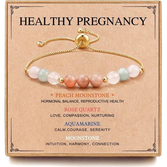 Healthy Pregnancy Gifts, Reproductive Health New Mom Gifts, Moonstone Bracelet for First Time Mom, Mothers Day Christmas Jewelry for Pregnant Women, Daughter, Niece, Sister, Friend, Wife