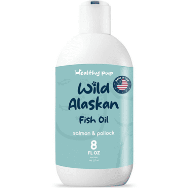 Healthy Pup Wild Alaskan Salmon Oil Formula for Dogs and Cats Omega 3 Fish Oil, Skin and Coat Supplement 8oz.