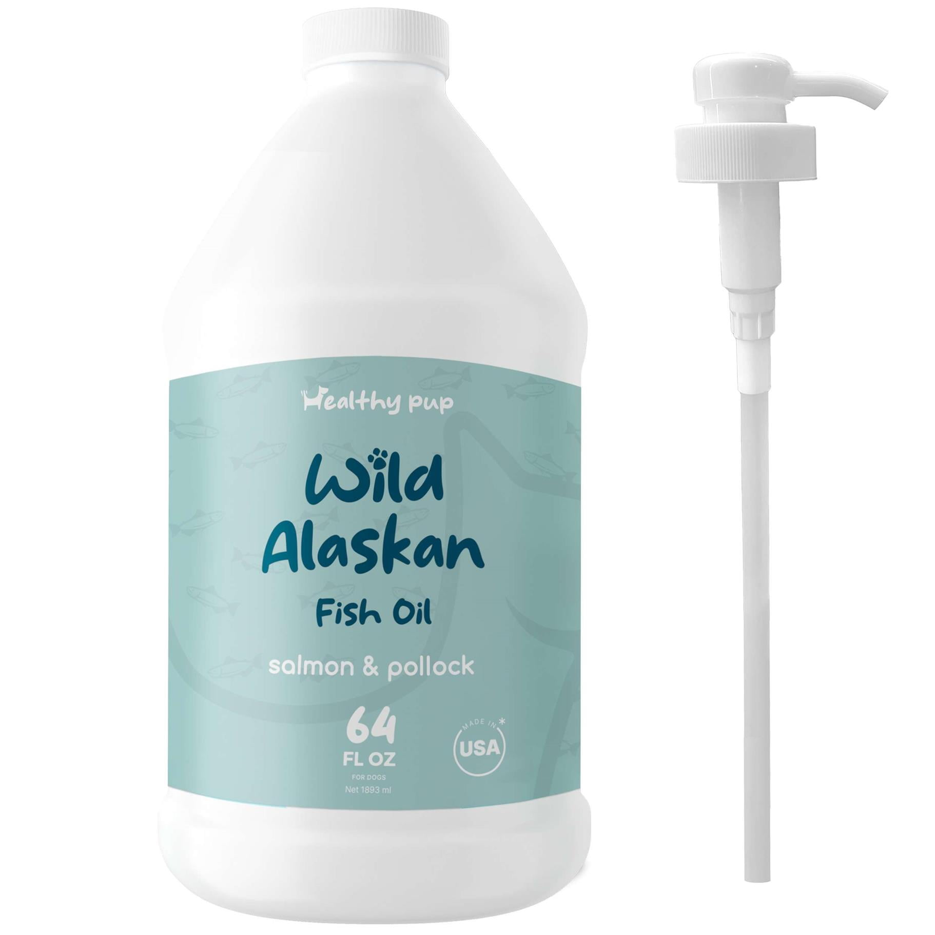 Healthy Pup Wild Alaskan Salmon Oil formula for Dogs and Cats Omega 3 Fish Oil, Skin and Coat Supplement 64oz