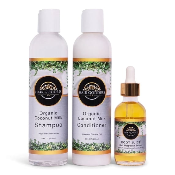 Hair Goddess LA Healthy Roots Hair Growth Trio Set with Coconut Milk, and Peppermint, Unisex
