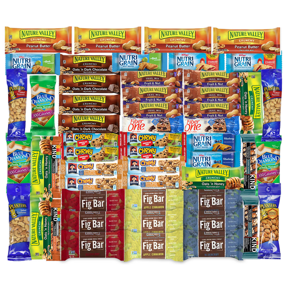 Healthy Snack Variety Pack, Bar Snack Sampler And Care Package For Kids, College Students, Snack Gift Basket For Family, Birthday, Offices 56 Count Snack Gift Basket