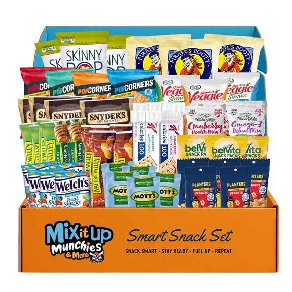 Healthy Snack Variety Pack Gift Box 60 Count Includes Popcorn, Chips, Pretzels, Trail Mix, Breakfast Bars, Cookies, Fruit Snacks & Peanuts Great Healthy Gift Idea for All Ages