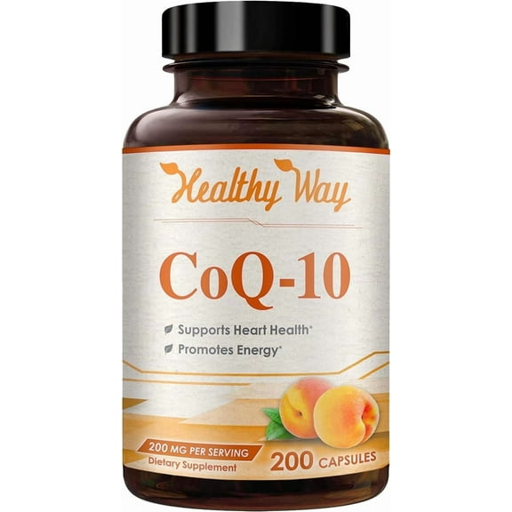 Healthy Way CoQ10 Supplement, Antioxidant Support for Heart Health & Energy, 200mg, 200 Capsules