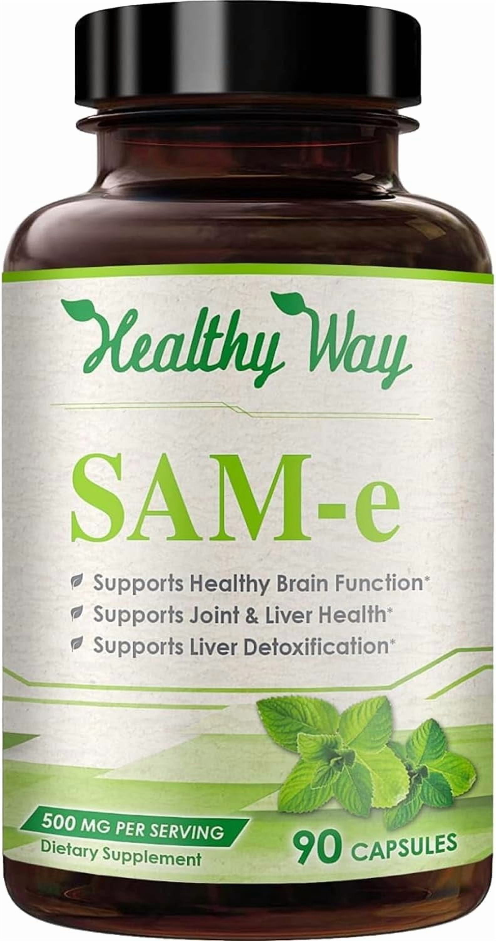 Healthy Way SAM-e Supplement for Brain Health, Liver, Mood & Joint Support, 500mg, 90 Capsules