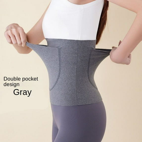 Healthy Women's Intimates with Double Pocket Thermal Warm Belt Belly Warming Artifact Girdles Shapewear Waist Slim Body Shaper GREY M