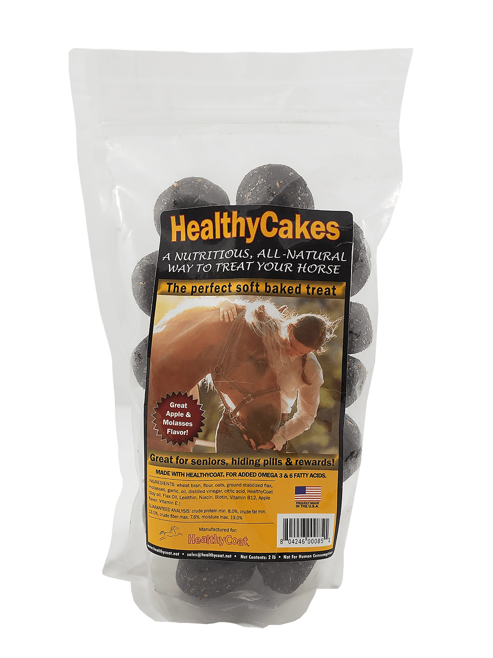 HealthyCoat HealthyCakes Horse Treats: 2 lb bag, All-Natural, Rich in Omega 3 & 6, Soft Baked Treat