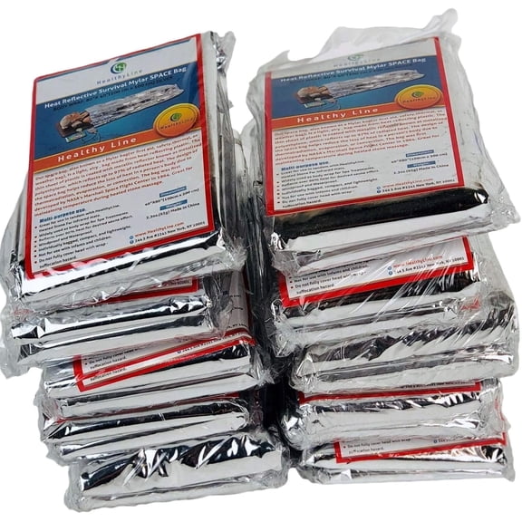 HealthyLine Emergency Mylar Thermal Sleeping Bag, 10-Pack
