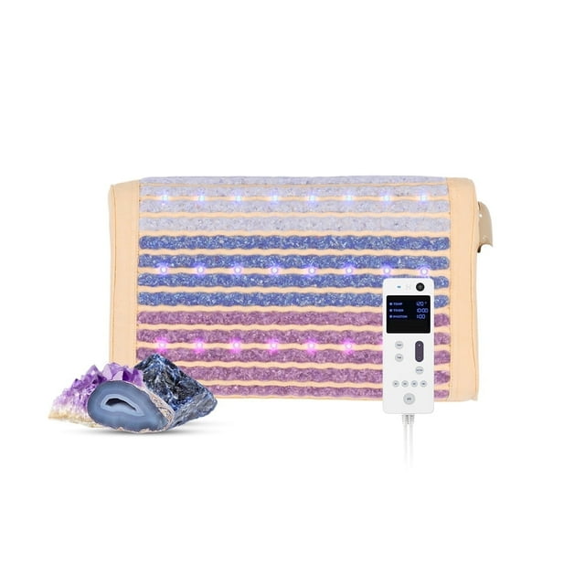 HealthyLine Rainbow Chakra Heated Pillow – 20” x 12” Far Infrared Neck Heating Pad with PEMF Therapy