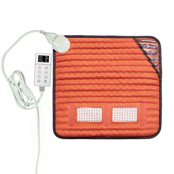 HealthyLine Small Far Infrared Electric Heating Pad, Light & Heat PEMF Mat with Amethyst & Obsidian Gemstones, Calming Negative Ions, Auto Shut Off, TAO Matrix Inframat Pro 18"x18"