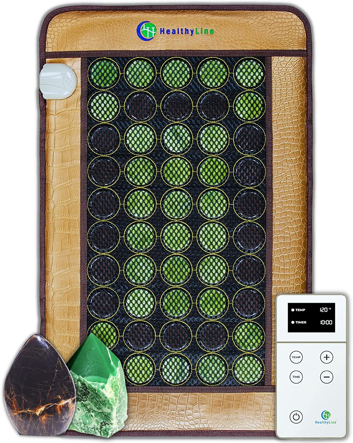 HealthyLine Soft Mesh Far Infrared Heating Pad for Back Pain Relief Heat Therapy with Jade