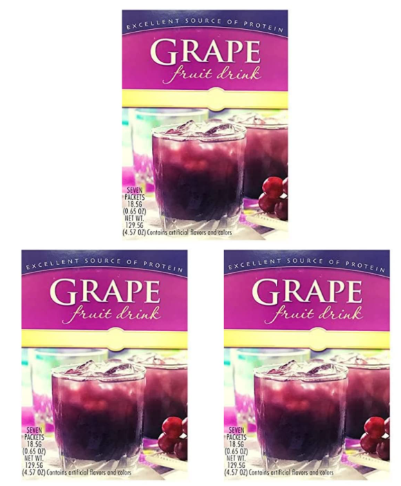 HealthyWise - High Protein Diet Fruit Drink Grape - 7 Servings Per Box (3 Pack)