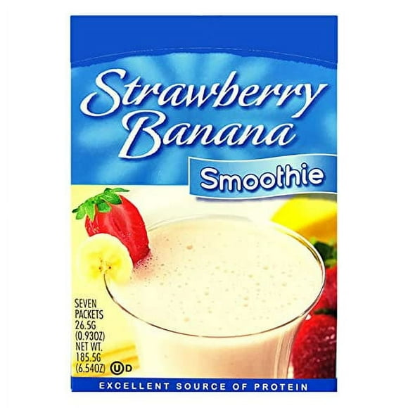 HealthyWise Meal Replacement Strawberry Banana Smoothie, High Protein, Low Calorie, Low Fat, Smooth and Creamy, 15g Protein, 7 Servings Per Box