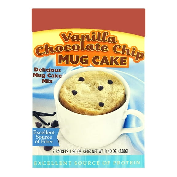 HealthyWise - High Protein Mug Cake, Low Calorie, High Fiber, Low Sugar, Low Fat, Appetite Suppressant, 7 Servings Per Box (Vanilla Chocolate Chip)