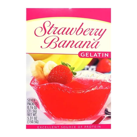 HealthyWise Strawberry Banana High Protein Jello, 15g Protein, 70 Calories, Fat Free, Sugar Free, Keto and Bariatric Diet Friendly, Ideal Protein Compatible Gelatin, 7 Servings Per Box