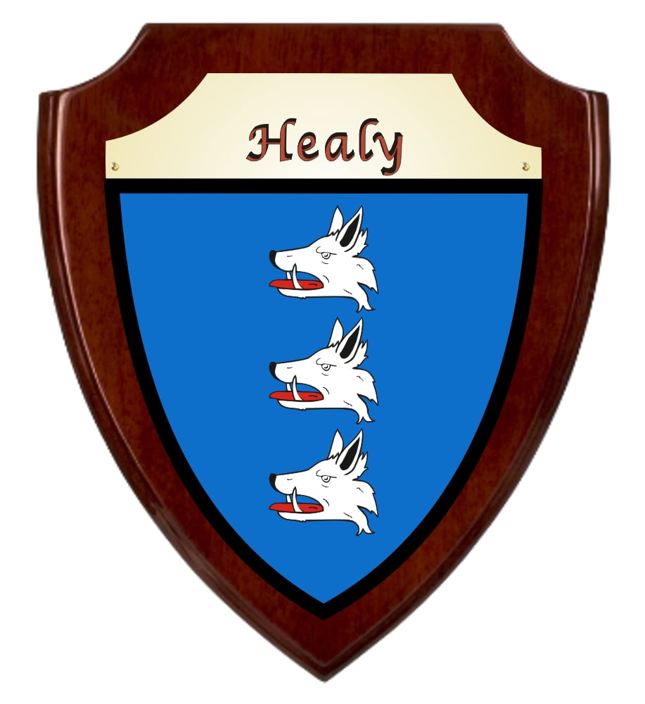 Healy Irish Coat of Arms Shield Plaque Rosewood Finish