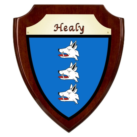 Healy Irish Coat of Arms Shield Plaque - Rosewood Finish