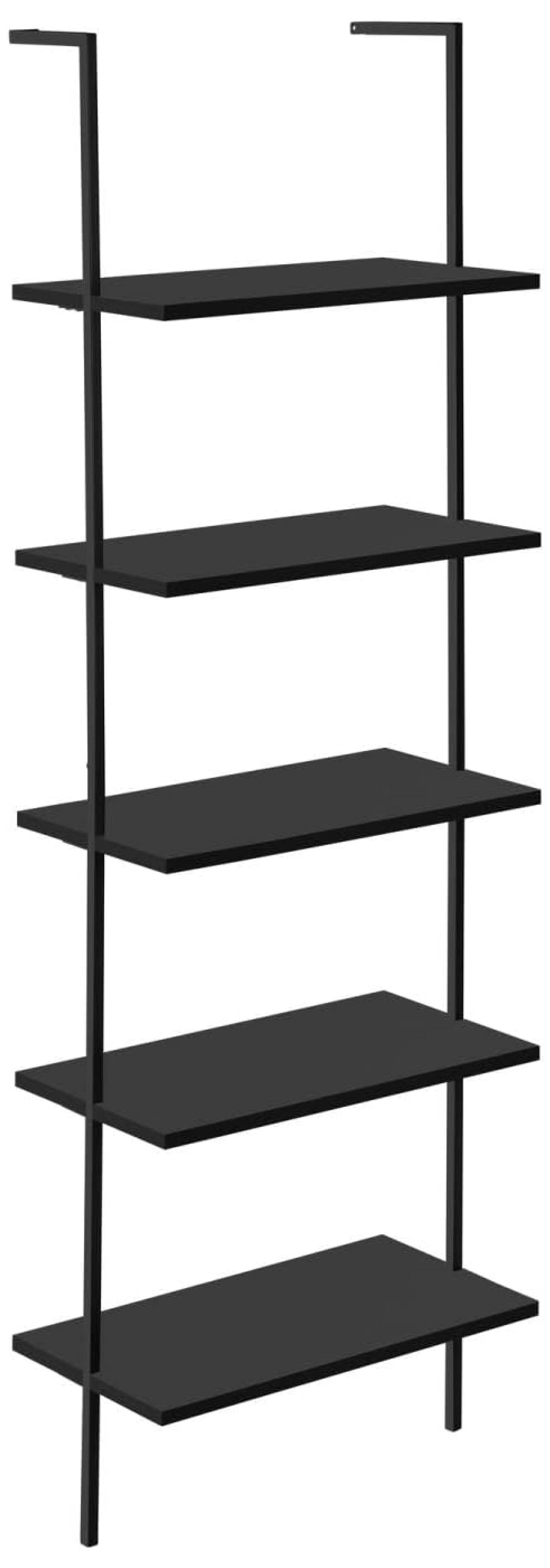 Black Metal 5-Tier Ladder Bookshelf