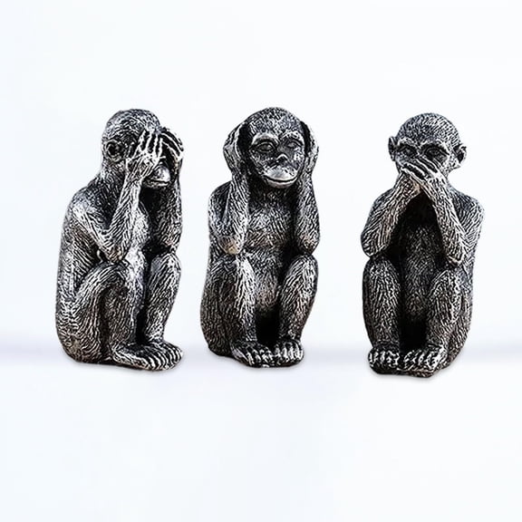 Hear No Evil See No Evil Speak No Evil Statue Set - 3 Wise Monkeys Figurines with Bronze Coating, Resin Monkey Decor for Office & Home, Meaningful Gift