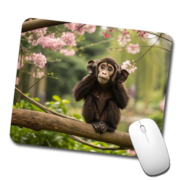 Hear No Evil Cute Monkey Mouse Pad Low Profile Gaming Mat