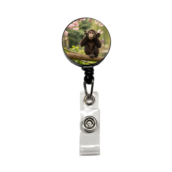 Hear No Evil Cute Monkey Retractable Reel ID Badge Key Card Name Tag Holder with Clip