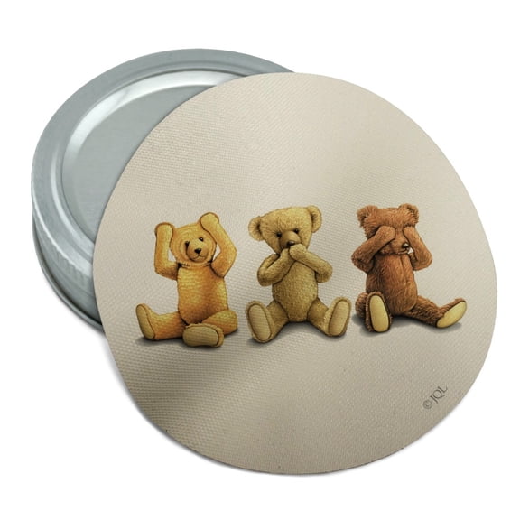 Hear Speak See No Evil Stuffed Plush Teddy Bears Round Rubber Non-Slip Jar Gripper Lid Opener
