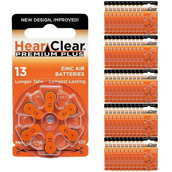 HearClear Size 13 Zinc-Air 1.45V Hearing Aid Batteries (300 Pack)