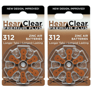 HearClear Size 312 Zinc Air 1.45V Hearing Aid Batteries Brown Tab (12 Pack)