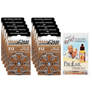 HearClear Size 312 Zinc Air 1.45V Hearing Aid Batteries (60 Pack) + Miracell Bonus