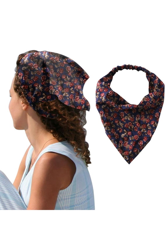 Heardband AURORADY Floral Hair Bandanas Head Kerchief Women Bandana Print Hair Scarf Triangle Hair Kerchief with Ties Head Scarf, Yoga Workout Head Bands B