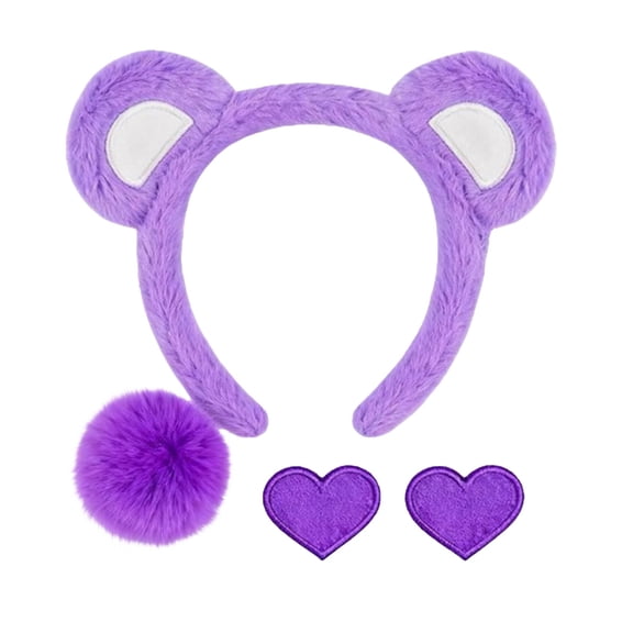 Heardband CQXIDFH Soft Furry Plush Animal Headband, Fashion Cute Hair Hoop for Women Halloween & Daily Party Use, Bucket Hats (Purple, One Size)