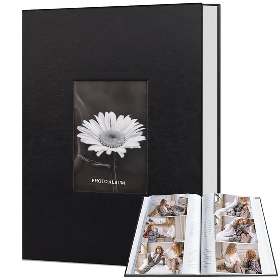 HeariCro PU Leather 4x6 Photo Album, 300 Pockets with Memo Space & Cover Window, Picture Album for Family, Wedding, Baby & Travel