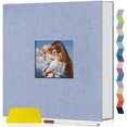 thumbnail image 1 of HeariCro Photo Album Self Adhesive 4x6 8x10 DIY Scrapbook, Linen Cover with Display Window, Memory Book for Wedding and Family 40/60 Pages, 1 of 8