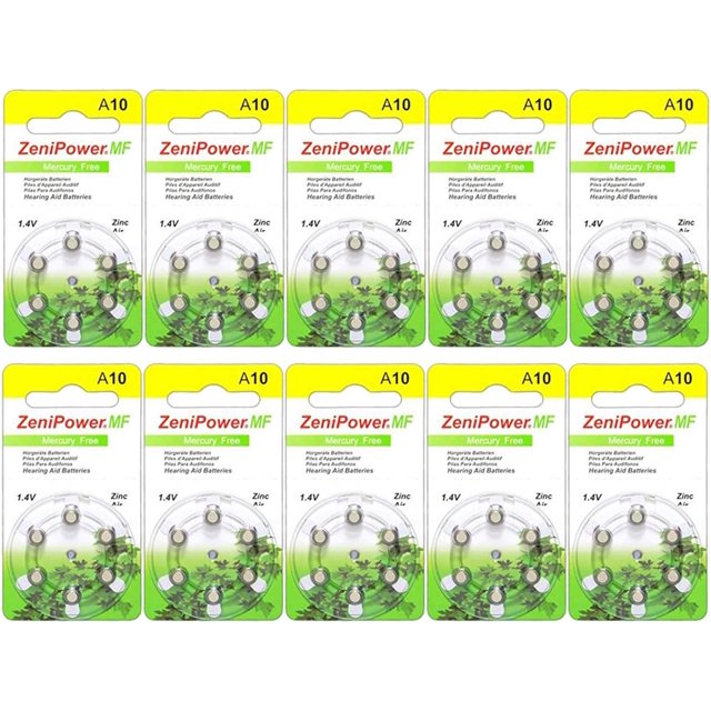 Hearing Aid Batteries Size 10 (60 Batteries)