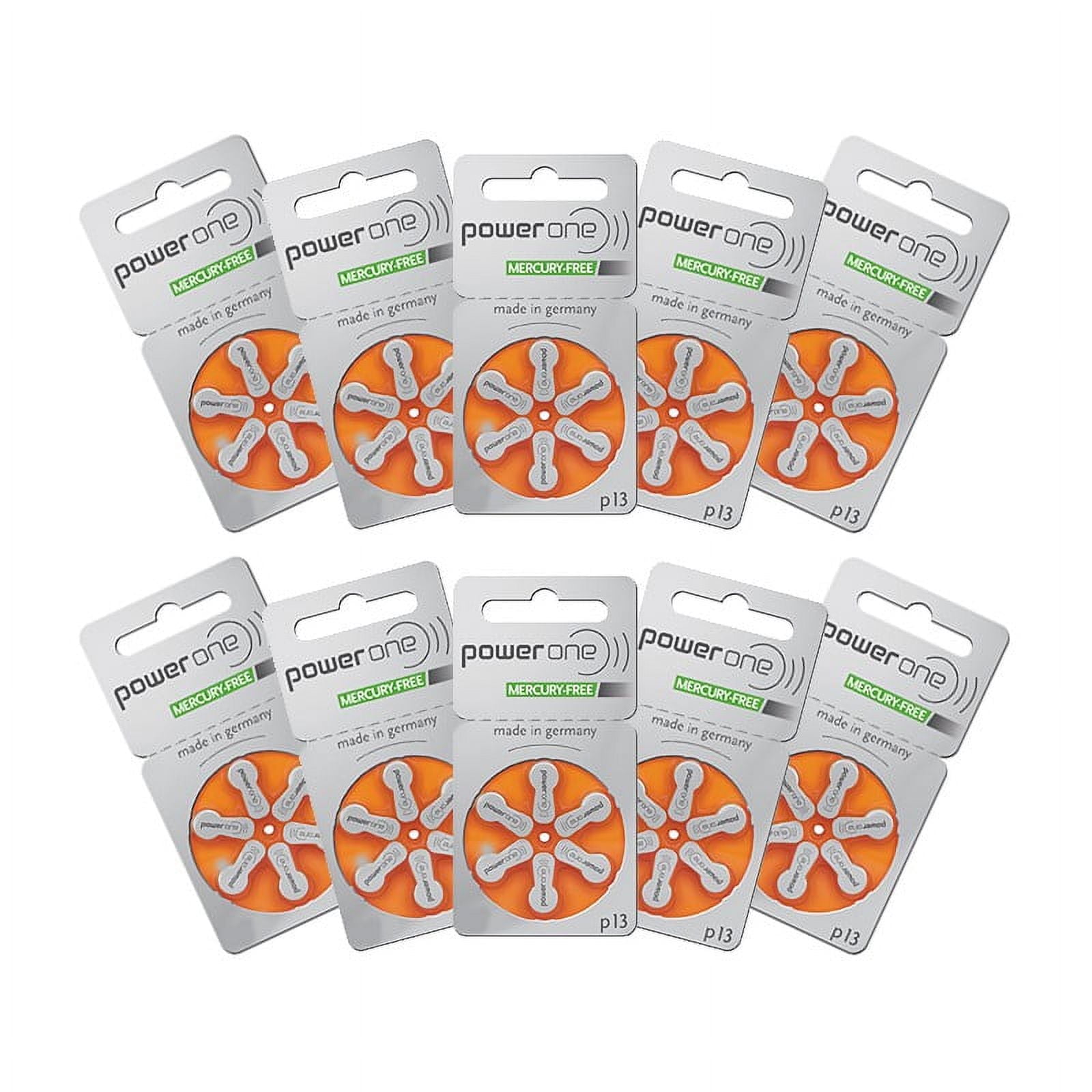 POWER-ONE Hearing Aid Battery Powerone size 13 made in Germany Genuine 60 Batteries
