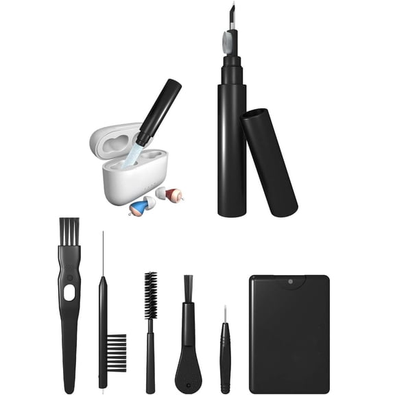 Hearing Aid Cleaning Kit - Compatible with Rechargeable Hearing Aid with Bluetooth, Oticon, Phonak, Cleaning Tools with Pen, Spray, Brush, Cloth, Accessories