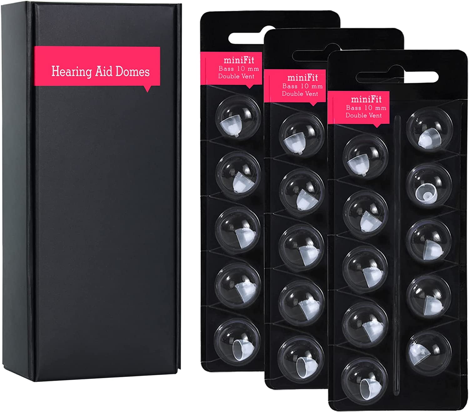 Oticon Minifit Hearing Aid Domes, Double Vent Bass, 10mm, 3 Pack with