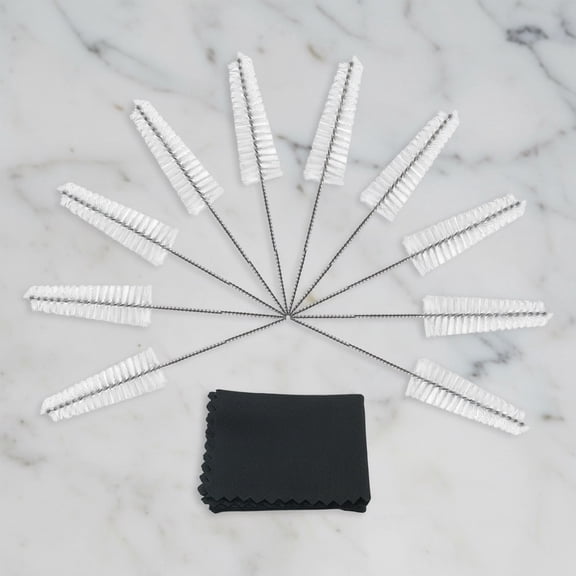 Hearing Aid Vent Earhook Tube Cleaning Brush Kit Tools Accessories with Carry Case (White- Pack of 10)