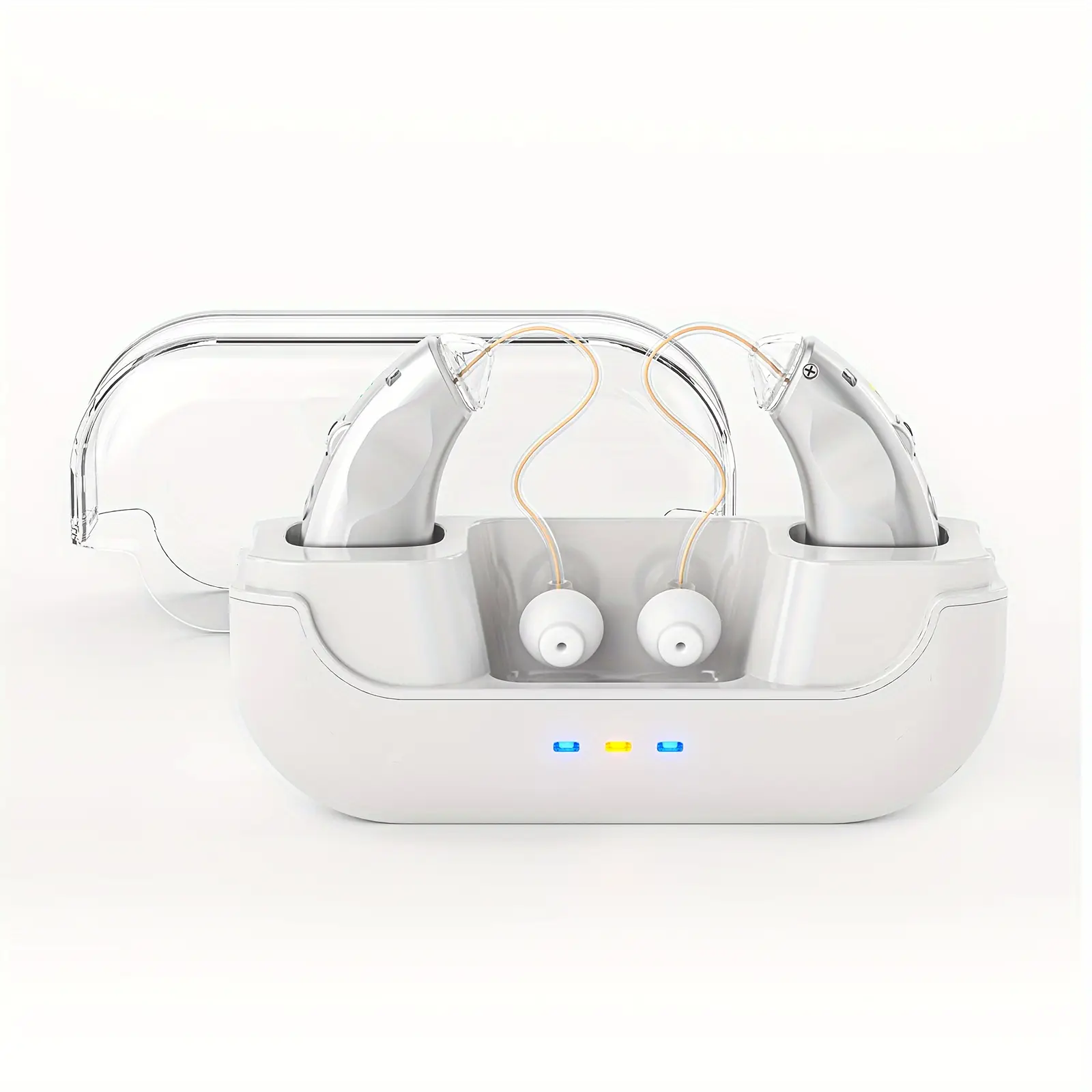 Hearing Aids Hearing Amplifiers For Seniors Rechargeable With Noise Cancelling-Hearing Aid Loss Amplifier Seniors Adults Charging Case Volume Control,Sliver