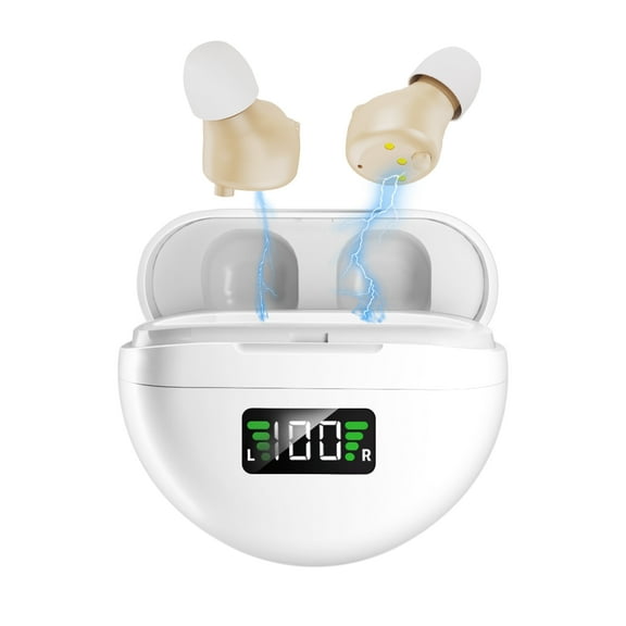 Hearing Aids for Seniors Rechargeable with Noise Cancelling, Adults Hearing Amplifiers for Severe Hearing Loss, Hearing Aid with Magnetic Charging Case, Personal Sound Hearing Amplifiers,Beige