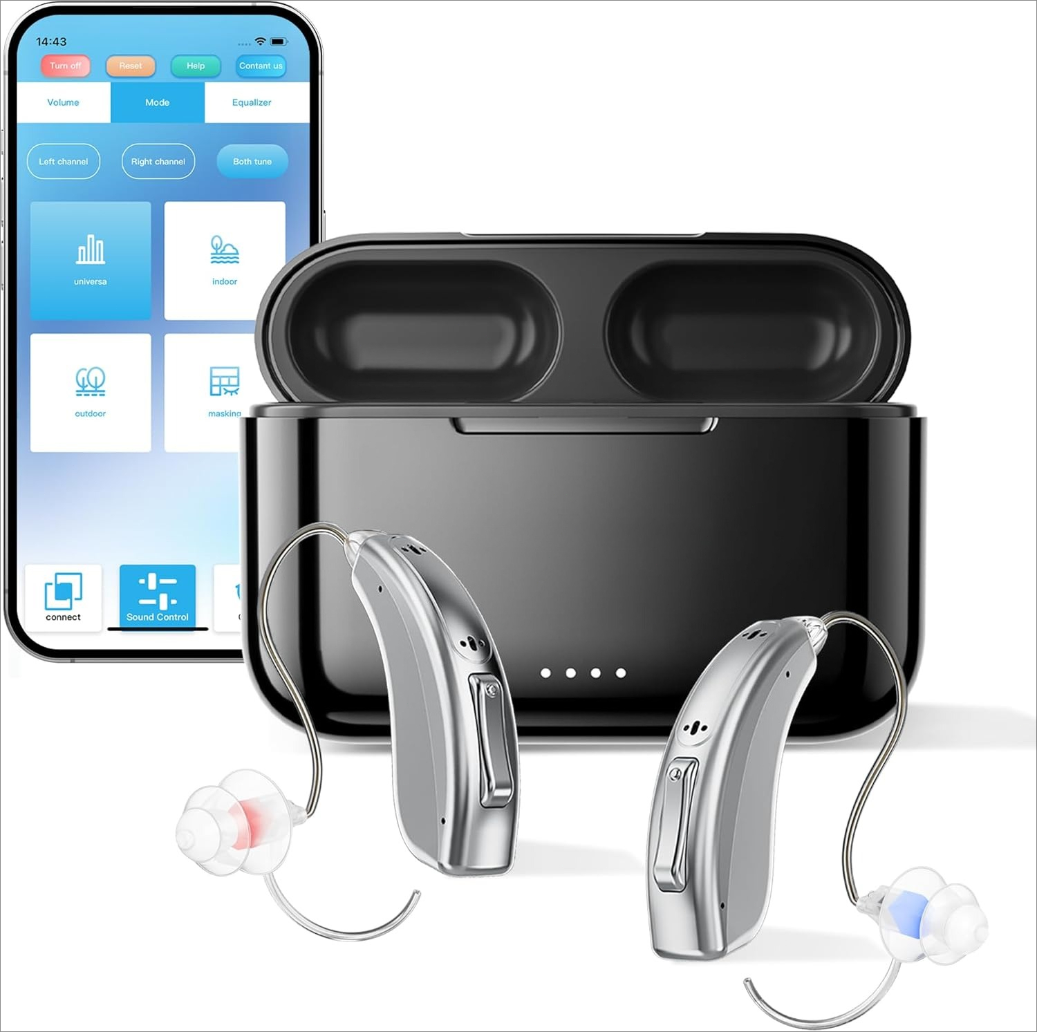 Hearing Aids for Seniors Rechargeable with Noise Cancelling, Hearing Amplifier with 5 Levels of Volume Adjustmen, Simple to Operate and Hear Clear Sound