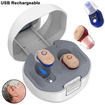 Hearing Amplifiers for Seniors, Rechargeable Hearing Aids for Ears with Charging Case (A Pair)