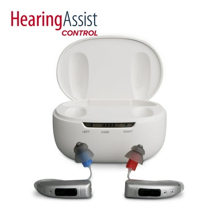 Hearing Assist - CONTROL OTC Hearing Aid Kit, RIC Rechargeable w/ App Personalization (pair) - Silver