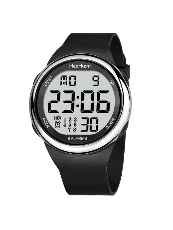 8 Alarms and Vibrations Watch Medication Reminder for Deaf or Senior-Friendly Big Number Digital 50m Waterproof Watch