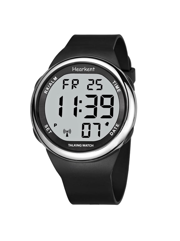 Atomic Digital Talking Watch for Visually Impaired or Seniors (Silver)