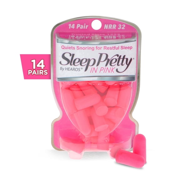 HEAROS Sleep Pretty in Pink Foam Ear Plugs, Noise Reducing Ear Plugs for Restful Sleep, 14 pairs