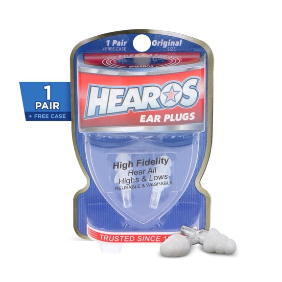 HEAROS High Fidelity Reusable Silicone Ear Plugs No. 211 for Concerts and Premium Ear Care, 1 Pair