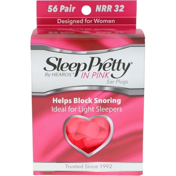 HEAROS Sleep Pretty in Pink Foam Ear Plugs, Noise Reducing Ear Plugs for Restful Sleep, 56 pairs