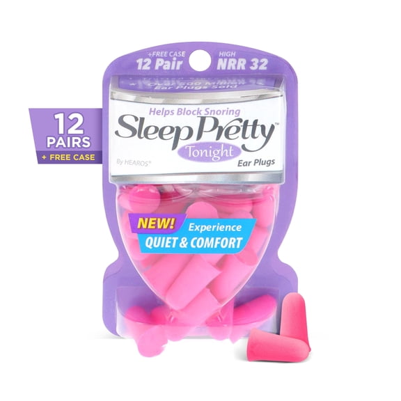HEAROS Sleep Pretty in Purple Foam Ear Plugs, Noise Reducing Ear Plugs for Restful Sleep, 12 pairs