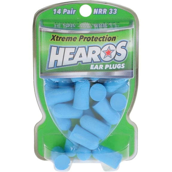 HEAROS Extreme Protection Ear Plugs, NRR 33 Foam Ear Plugs for Noise Reduction, Blue, 14 pairs